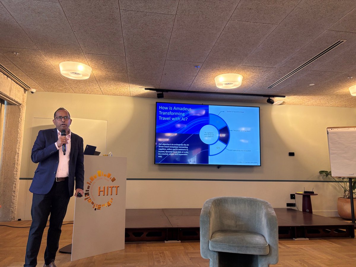 amadeushosp's tweet photo. AI only creates impact when orchestrated—not isolated. A key takeaway from HITT 2026 in Brussels, where Mithlesh Kumar joined industry leaders to discuss how AI moves from promise to execution—embedded in real workflows, and powered by partnerships, data and scale. https://t.co/qQonZFGBn4