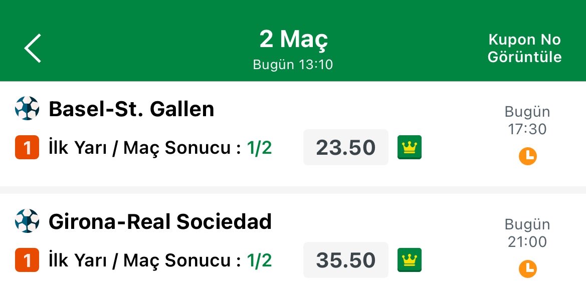 profesortiiips's tweet photo. 834 ORAN 🔥🔥🔥

🏟️ Basel - st. Gallen 
         1/2 Tek yön 

🏟️Girona - R. Sociedad
       2/1 - 1/2 

Tekli olarakda 2/1-1/2

Diğer ikilim 
1/2
2/1

BOL ŞANS HEPİMİZE ❤️👈 https://t.co/Eg9Z00waRr
