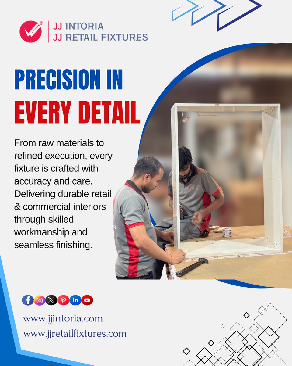jjretail22's tweet photo. Turning raw materials into refined interior solutions with skilled hands and detailed execution.

#JJIntoria #JJretailfixtures #FurnitureFactory #InteriorExperts #RetailStoreDesign #FitoutProjects #SkilledCraftsmanship #ModernInteriors #FixtureInstallation #CommercialDesign https://t.co/WFsFRXN4lW