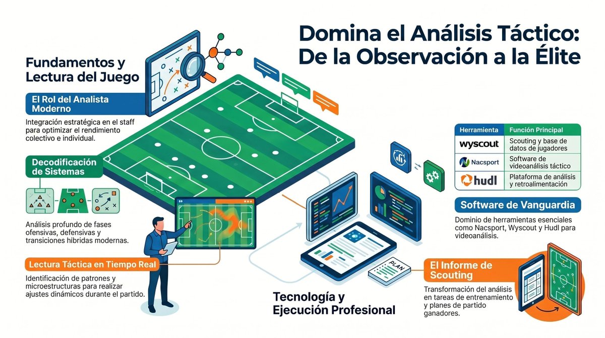 futbollab's tweet photo. Domina el análisis táctico moderno:

 - Lectura del juego
 - Scouting profesional
 - Decodificación de sistemas
 - Análisis en tiempo real
 - Wyscout, Hudl y Nacsport

Pasa de observar fútbol… a entenderlo como un profesional.

#AnalisisTactico #Scouting #Futbol #FutbolLab https://t.co/rTwfkjiUjF
