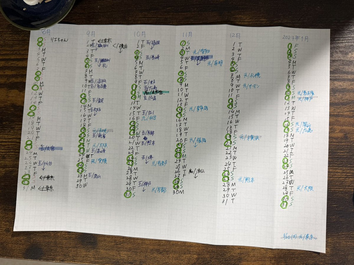ecwh_'s tweet photo. 今年後半のツアー日程がポツポツ出てきた。昨年Wブッキングをやらかしたので、今年はそんなことないように書き出して整理。書き違いがあったら結局やらかすことになるけど。これから発表になる人もおりますし、来年はエリたんも来る？書き出したはいいけど混乱中😵‍💫もう行けるとこ全部行きたい！ https://t.co/YcGW8z6die
