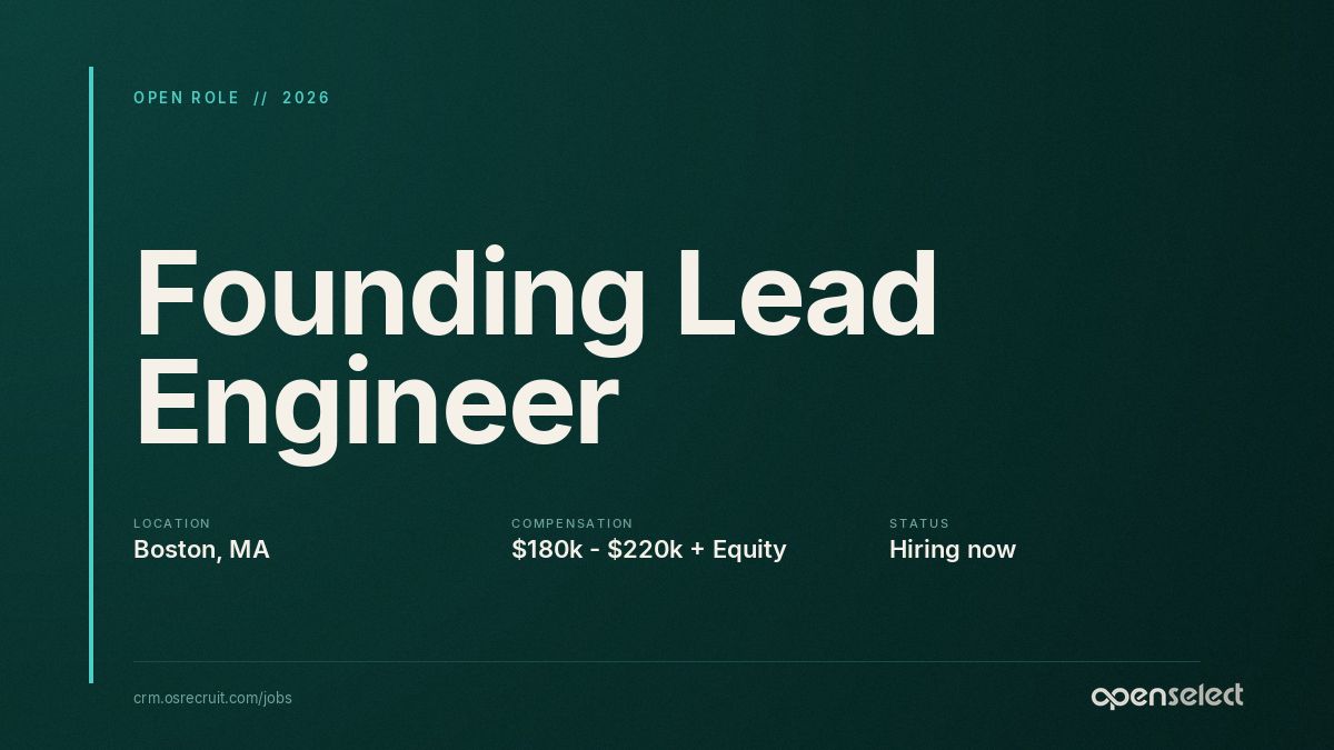 OSrecruit's tweet photo. New role: Founding Lead Engineer - $180k - $220k + Equity. Apply: https://t.co/bYGIAf2qHG https://t.co/rMIVV1rhzC