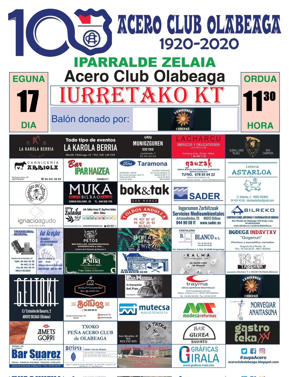 aceroColabeaga's tweet photo. LIGA | ⚪🔵
JORNADA 33. JARDUNALDIA

🆚 @IurretakoKT
🗓️ Maiatzak 17 Mayo
🕕 11:30
📍 Iparralde
⚽ Sabinaren taberna

#aupaAcero💪🇳🇴 #Olabeaga #primeraregional #iparraldefutbolzelaia #liga #acerozale https://t.co/d4Py3BI0bR