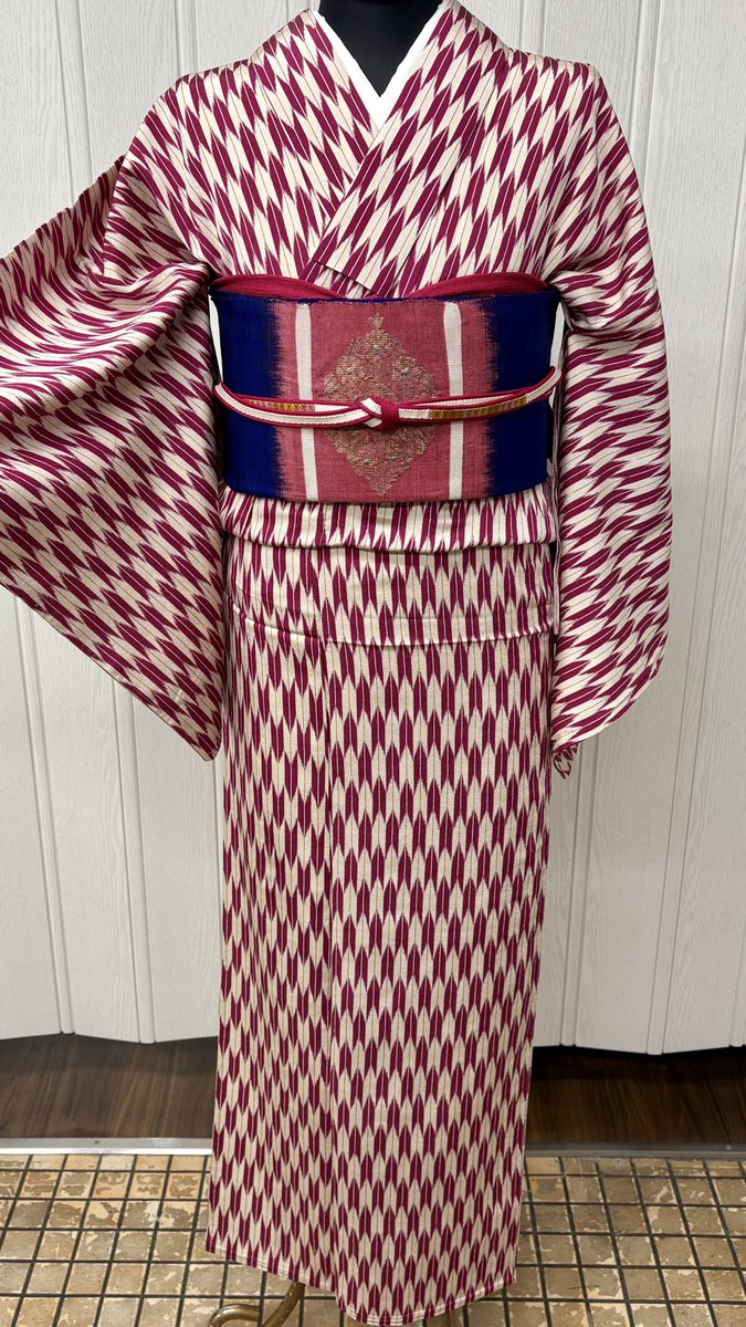 商品紹介】 ▽矢羽根 #単衣 #着物 (丈154裄64袖丈49 後ろ幅30前幅23cm