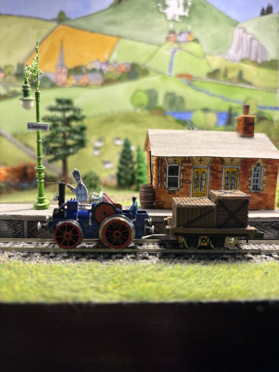 Fidosmodels's tweet photo. Oops Fergus took the wrong line and ended up in Wales visiting Jones the Steam and Dai Station. https://t.co/OImHTP2utl