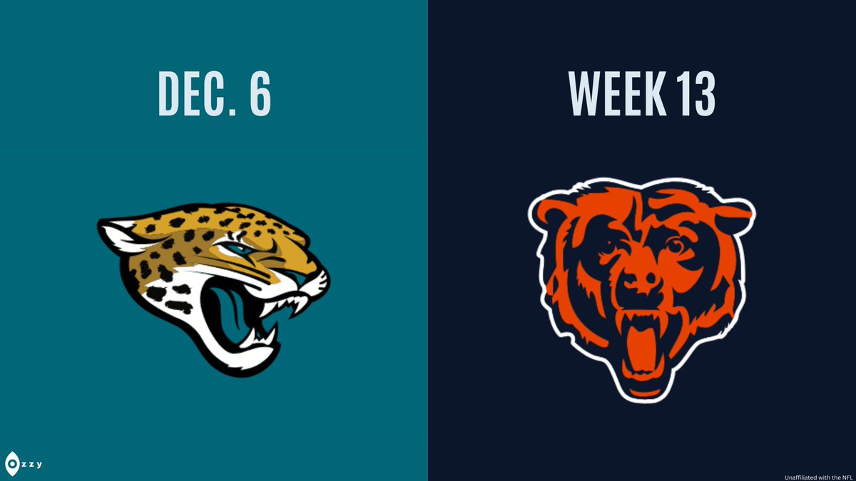 OzzyNFL's tweet photo. NFL Schedule Leak

Jaguars at Bears - Week 13 - 1:00 PM https://t.co/4qlUJDnmBV
