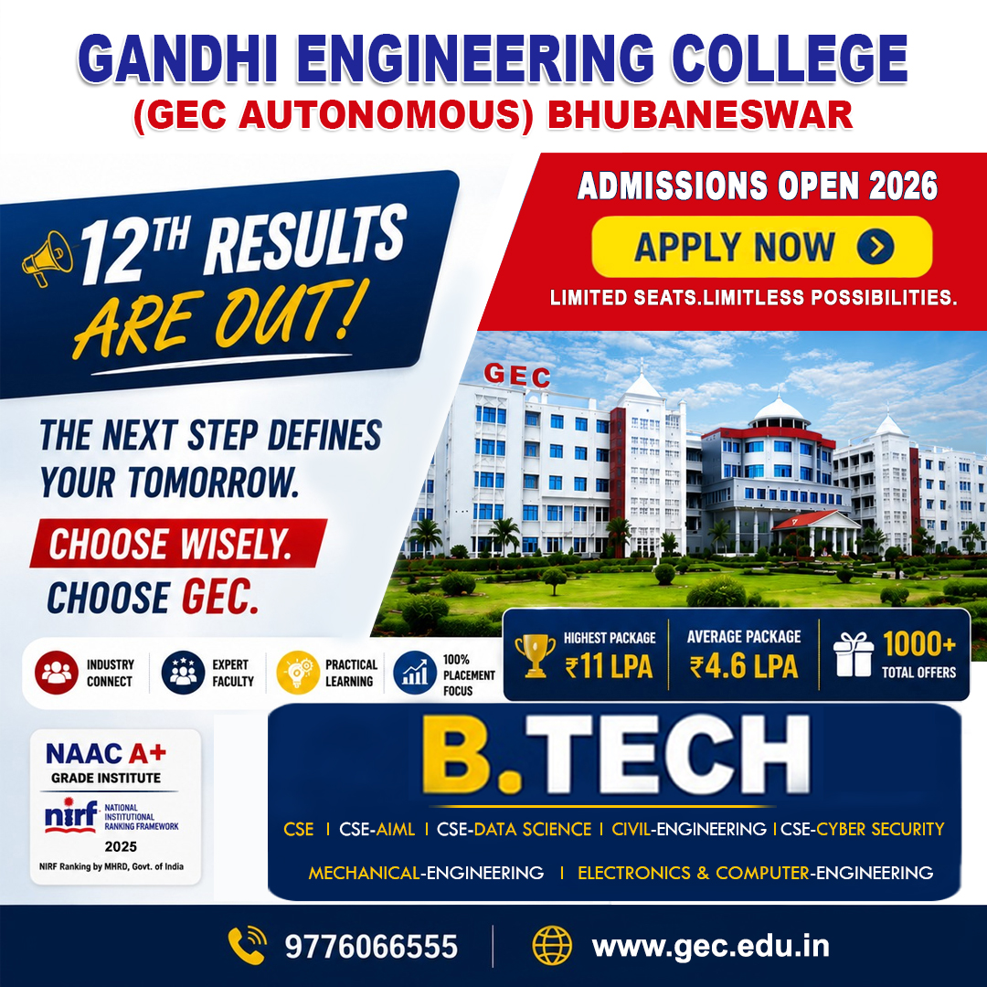 gecbbsrofficial's tweet photo. ๐ข 12th RESULTS ARE OUT!
Your next step defines your tomorrow.
๐Admissions Open for https://t.co/z5K7NmlzfK at GEC โ Apply Now!
๐9776066555
๐ https://t.co/2JdpJQxwo2
#AdmissionsOpen #BTechAdmission #EngineeringCollege #GECBhubaneswar #StudyEngineering #Btechcse #AIML https://t.co/0yDU5sMjKI