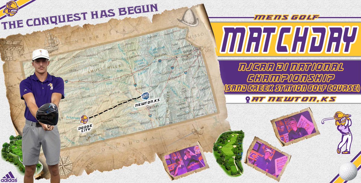 GoConqs's tweet photo. ⛳️Tee Time | #GoConqs
🏌️♂️Conqs Men's Golf looks for another strong day on the links as action continues at Nationals
🆚NJCAA DI National Championship - Day 3
📅May 12th-15th
📍Newton, KS
⛳️Sand Creek Station Golf Course
📊Live Results: https://t.co/R8cZGQq1Kl
#WeConquer #BurnTheBoats