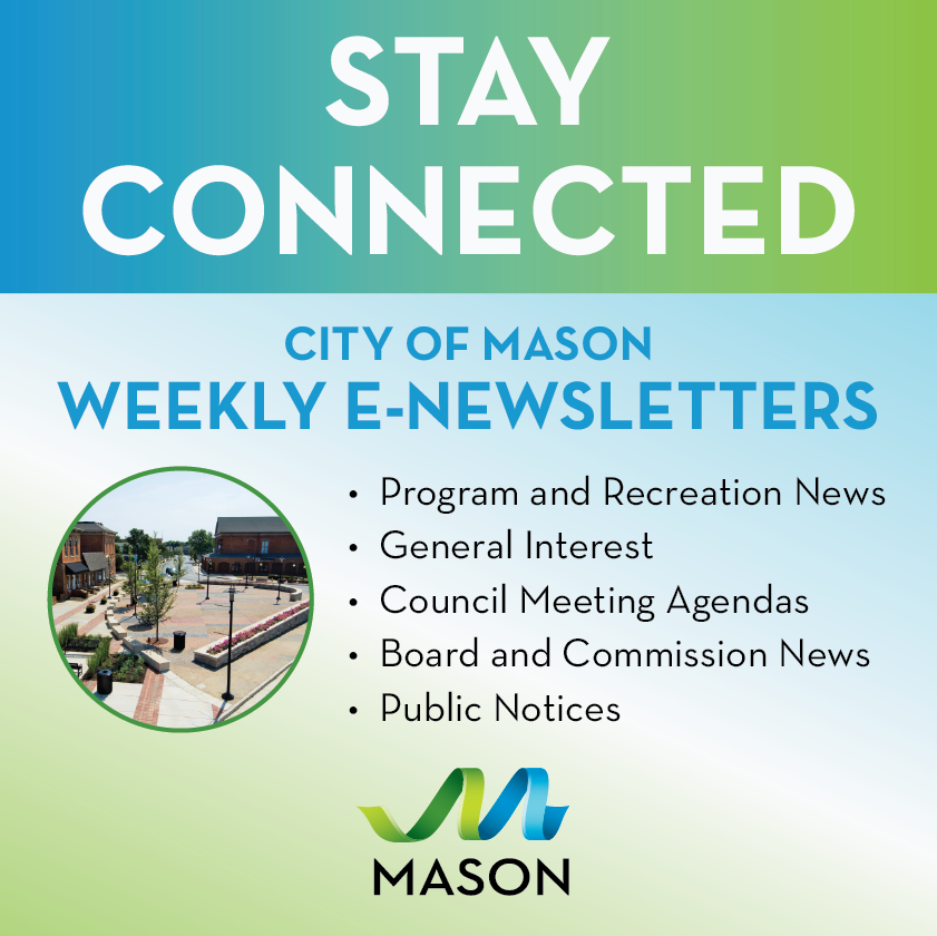 imaginemason's tweet photo. Stay connected with the City of #MasonOH's weekly newsletters and learn about our most exciting upcoming events and biggest projects to improve residents' amenities and living standards. Subscribe here: https://t.co/15RO6jGDbO https://t.co/BdRaVWAr6E