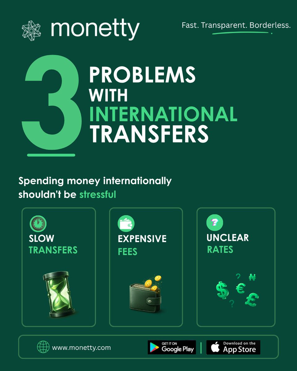 MonettyOfficial's tweet photo. International transfers shouldn't feel stressful.

But for many people, they still do.

Waiting days for transfers.
Unclear exchange rates.
Unexpected friction when sending money across borders.

Global payments should feel simple, fast, and seamless — no matter where money is being sent or received.
That's the experience we're building at Monetty.

Fast. Transparent. Borderless.

#Monetty #Fintech #Payments #CrossBorderPayments #GlobalPayments #InternationalTransfers #FinancialServices #MoneyTransfer #Innovation