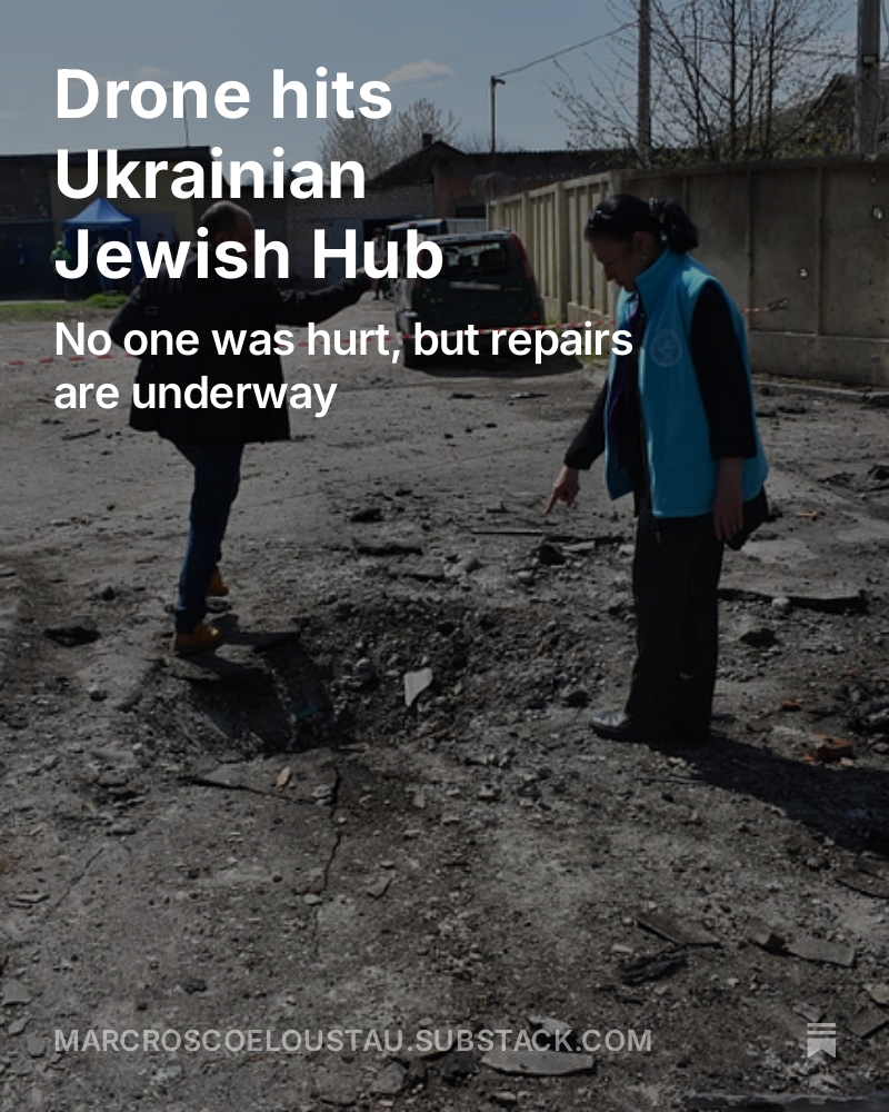 roscoe_loustau's tweet photo. “Drone hits Ukrainian Jewish hub.” My in-person report on Jewish life in one of #ukraine's frontline cities, Zaporizhzhia. https://t.co/1onACO9zSo https://t.co/80DAuZciRJ