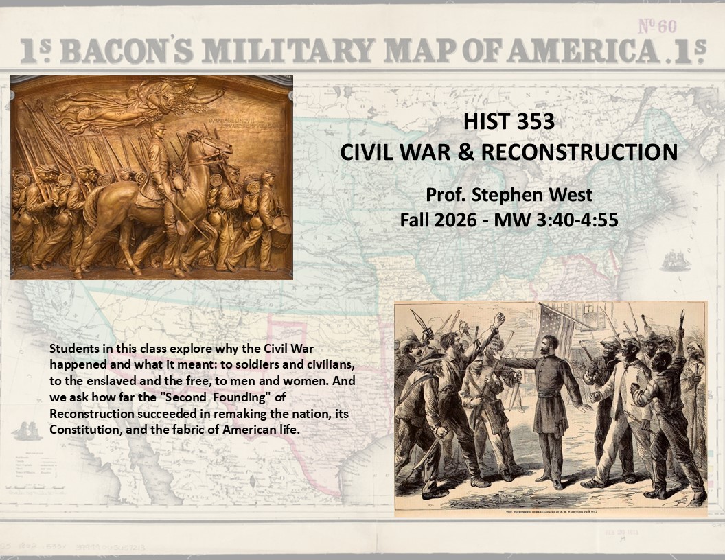 CatholicUHist's tweet photo. HIST 353 - Era of Civil War and Reconstruction - Dr. West, MW 3:40-4:55pm https://t.co/8RcUIPaC9i