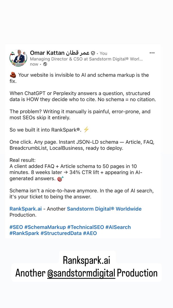 OmarKattan's tweet photo. https://t.co/NeC6gxsvJt - Another @SandstormDigi  Production #AISearch #AIOSEO #AEO #GenerativeSearch #RankSpark #SEO #AIVisibility #ContentMarketing #DigitalMarketing #UAE #GEO #AiO https://t.co/HCqV8nUCqP