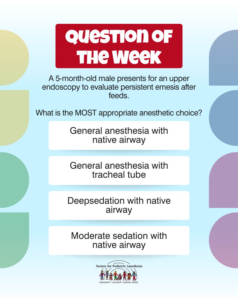 PediAnesthesia's tweet photo. Another chance to test your knowledge 🧠

Visit the SPA website or share your answer with us below ⤵️
https://t.co/jHoZey5wyJ

#SPA2026 #anesthesiology #anesthesia #pediatric #medicaleducation https://t.co/bCCN358VPe