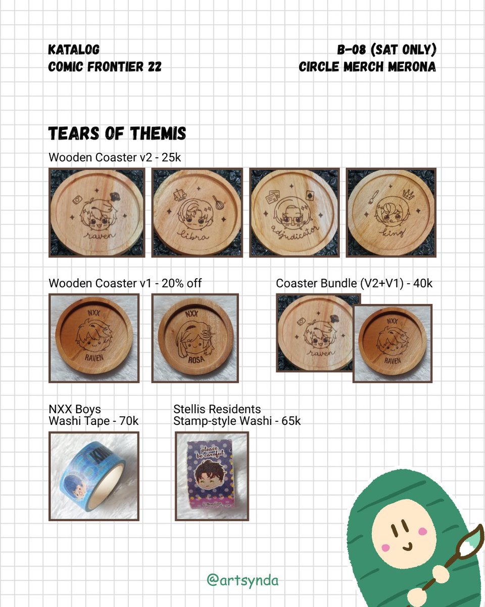 artsynda's tweet photo. [RT &amp; 💛 appreciated]

Here's my catalog for #cf22!

📅SAT only-16 May 2026
📍B-08 "Merch Merona"
🎨Original, Tears of Themis, Chilumi, Le Sserafim Fim's Club

#katalogcf22 #comifuro22 https://t.co/sbGJCKu1Mm