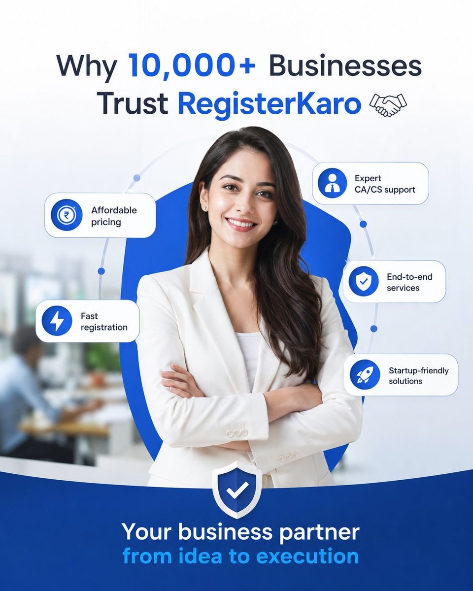 RegisterKaro's tweet photo. We believe in building long-term partnerships.

✔ Affordable &amp; transparent pricing
✔ Fast turnaround time
✔ Expert CA/CS support
✔ End-to-end services
✔ Startup-focused solutions

From idea to execution, we’re with you at every step.

👉🏻Visit us at https://t.co/mDvqRtyzsh https://t.co/mdegH2ssVo