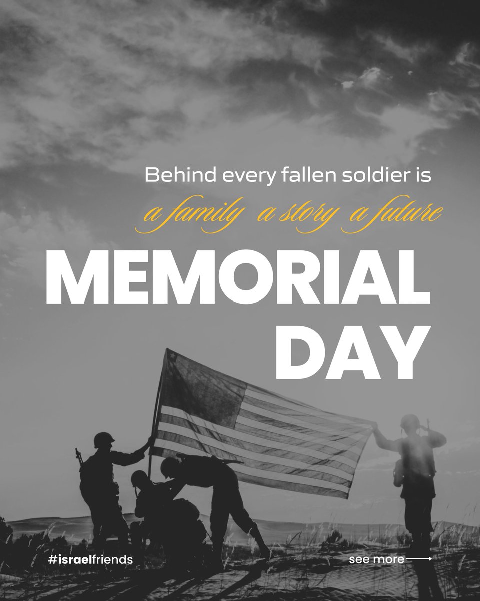 IsraelFriendsUS's tweet photo. Some gave their tomorrow so others could have today.

On Memorial Day, we honor all American soldiers, past and present, who served with courage and sacrifice. We remember those who fell this year while standing alongside Israel in the fight against terrorism and in defense of innocent lives.

Each one was a name, a family, a future, and a story that must never be forgotten.

#MemorialDay