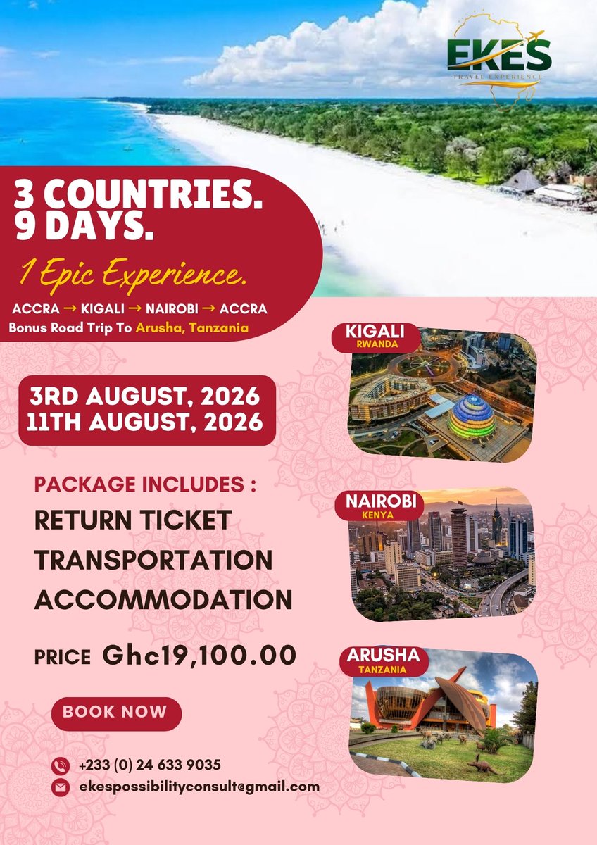 EkowESimpson's tweet photo. Our next trip is in August.  Get on board now and enjoy the best of Africa experience #rwanda #kenya #tanzania 

Call or WhatsApp 0246302158 for more information! https://t.co/e8JNf8hwr4