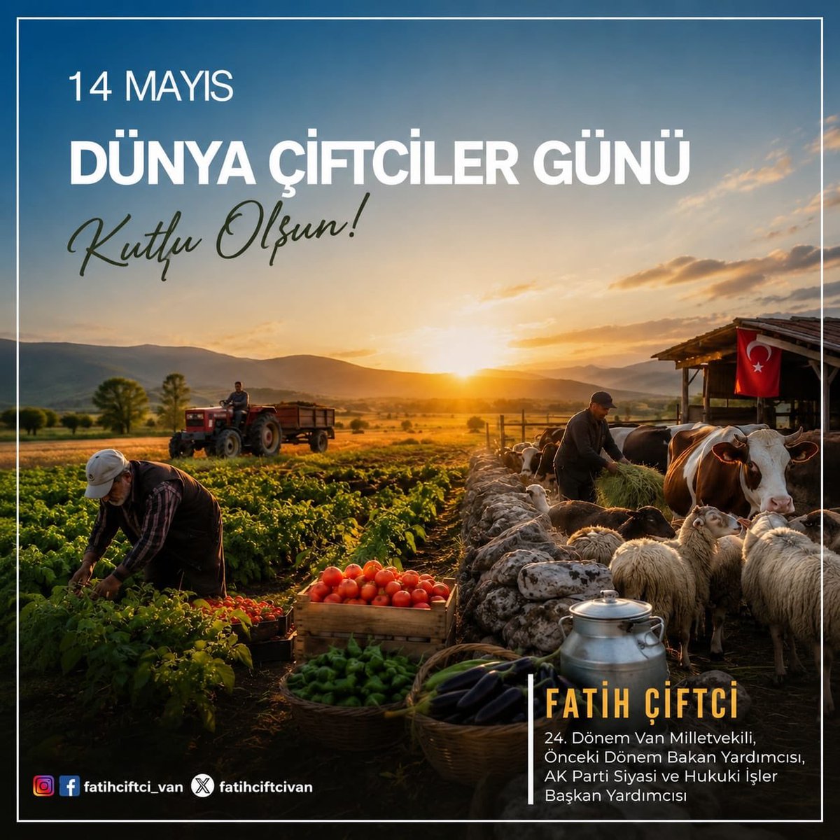 Fatihciftcivan's tweet photo. Emek ve alınteri ile üretimin her aşamasında aktif olarak durmadan çalışan tüm çiftçilerimizin Dünya Çiftçiler Günü kutlu olsun. https://t.co/7DmIBjjREZ