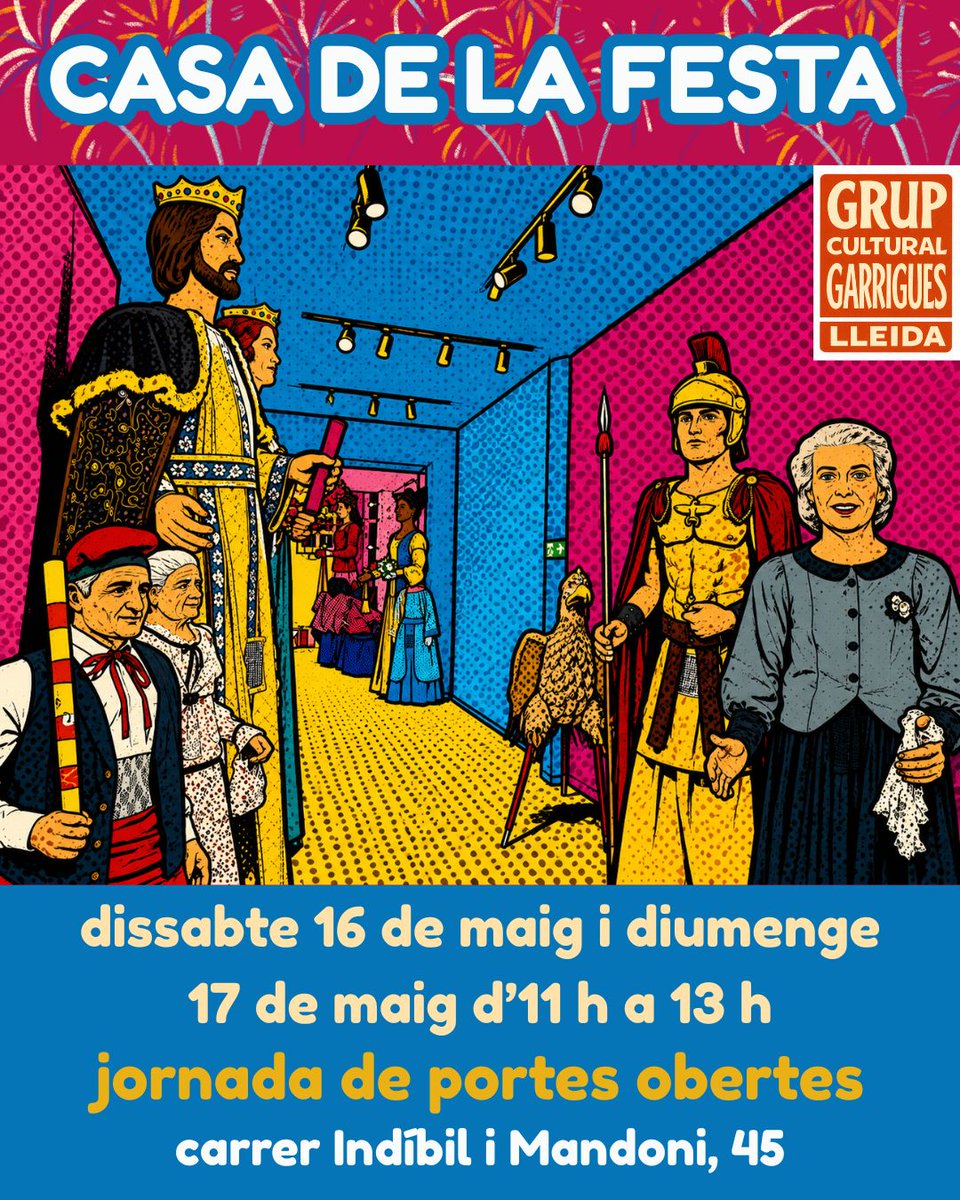 GCgarrigues's tweet photo. El Grup Cultural Garrigues impulsa la Casa de la Festa, un nou  equipament cultural situat al carrer Indíbil i Mandoni, 45, al barri de  la Mariola de Lleida. La jornada de portes obertes permet conèixer aquest nou espai, pensat  tant per a la preservació del patrimoni festiu. https://t.co/GPcG0wD9q9