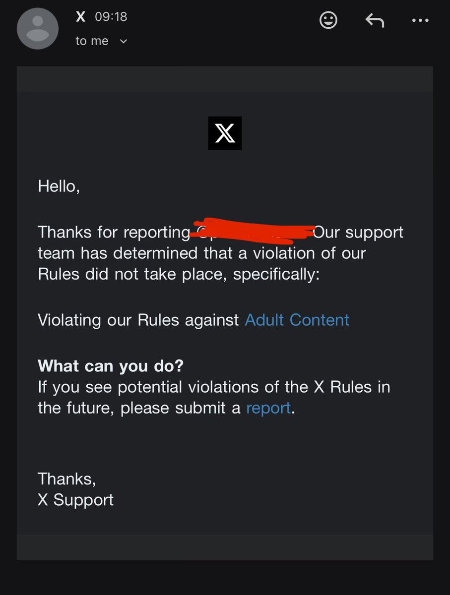 beckymdoherty15's tweet photo. Literally just reported p*rnography on here and received this pretty much instantly.

Sort it out @X. The fact your sign up age is 13, literal children and I saw p* rnography on my feed without even searching for or following anyone like that is utterly disturbing https://t.co/H29wmfWhWQ