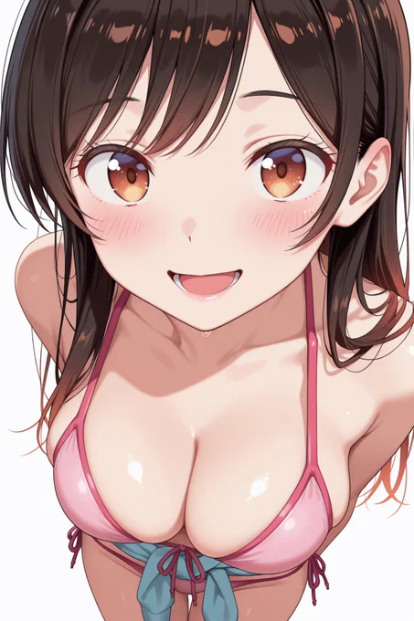夏の海水浴に向けて水着の試着をしてみる千鶴姫 SFW No nudity, no suggestive intent. Healthy sporting swimwear style illustration. #かのかり