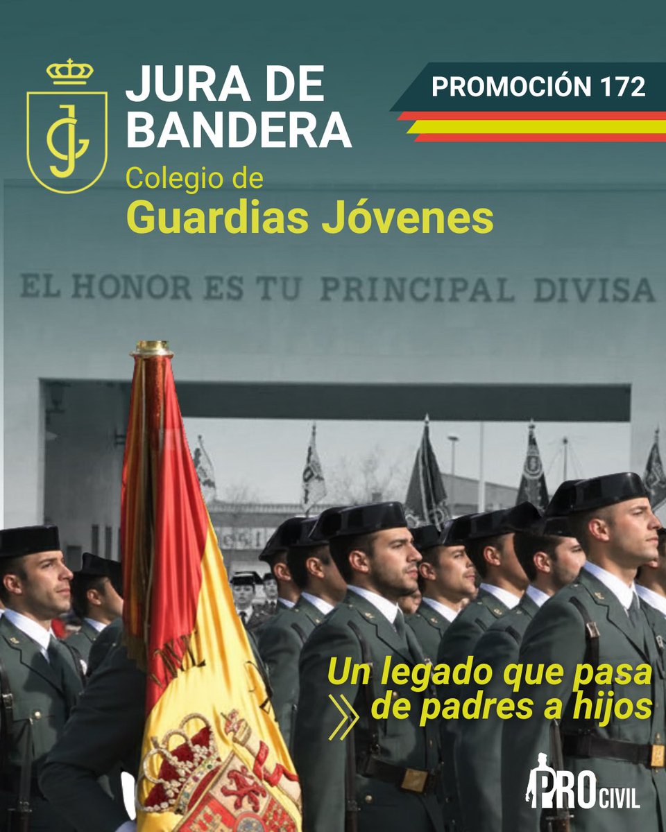 Procivil_1844's tweet photo. Al igual que ocurrió ayer en Baeza, hoy en Valdemoro jura bandera 🇪🇸 la promoción 172 del Colegio de Guardias Jóvenes.
¡Enhorabuena polillas! 💚
#juradebandera #guardiasjovenes #procivil #españa https://t.co/k68uvTjcjL