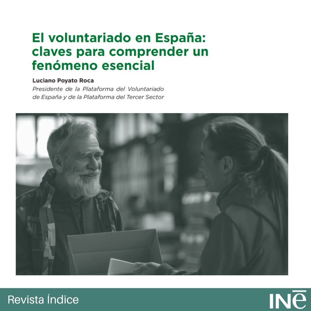 Plataforma3sect's tweet photo. «El voluntariado en España: claves para comprender un fenómeno esencial»

✍ @PoyatoRoca, presidente de la @Plataforma3sect y de la @pvoluntariado, participa en la nueva edición de la Revista Índice (@es_INE) hablando sobre el #voluntariado y su contribución a la sociedad. 

Lee el artículo completo ⤵️
https://t.co/4bL8vSPuc4