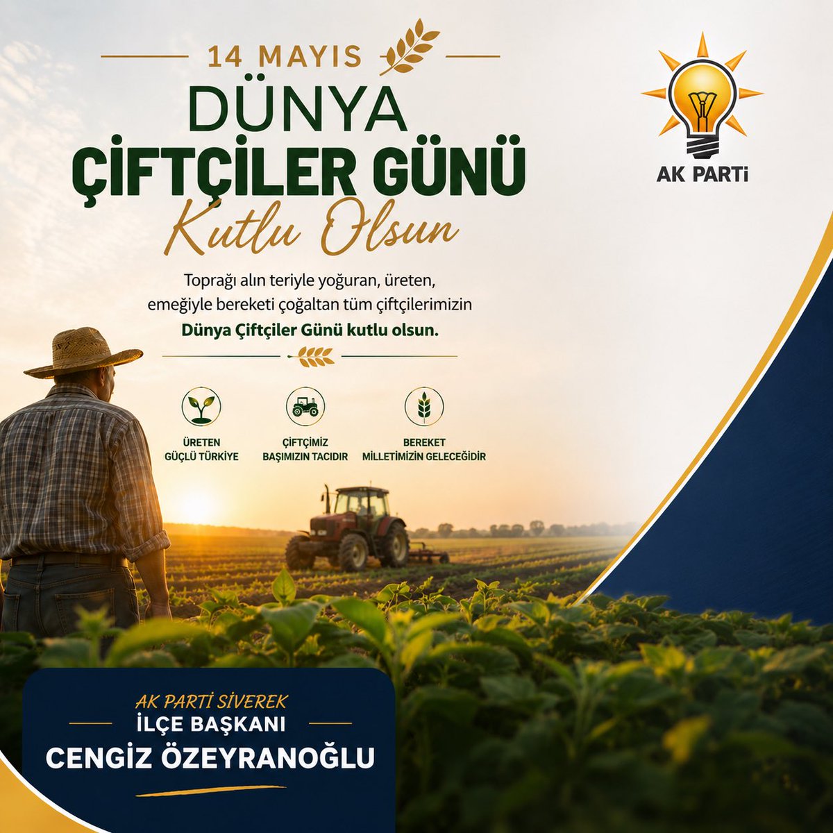 aksiverek's tweet photo. Alın teriyle toprağı işleyen, üretimiyle ülkemize güç katan tüm çiftçilerimizin 14 Mayıs Dünya Çiftçiler Günü kutlu olsun.

Emekleri, fedakârlıkları ve bereketli üretimleri için tüm çiftçilerimize teşekkür ediyor, bol ve bereketli kazançlar diliyoruz.

  @RTErdogan @Akparti 
@mustafademir @tugbaisikercan 
@abuyukgumus  @avyusufibis  @milhamigunbegi @SbrKnk @Cengizozeyran82 @bucakalimurat82 @akpartiurfa @slhcbn0950
