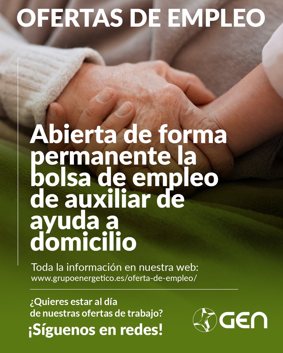 GENPuertoReal's tweet photo. Abierta de forma permanente la bolsa de empleo de Auxiliar de Ayuda a Domicilio. GEN #PuertoReal. Toda la información en nuestra web. @aytopuertoreal @PuertoRealHoy @ondacerocadiz @TelePuertoReal @diariocadiz @LaVozdeCadiz @OndaCadizTV @grupoenergetico https://t.co/H2Qm0Lb518