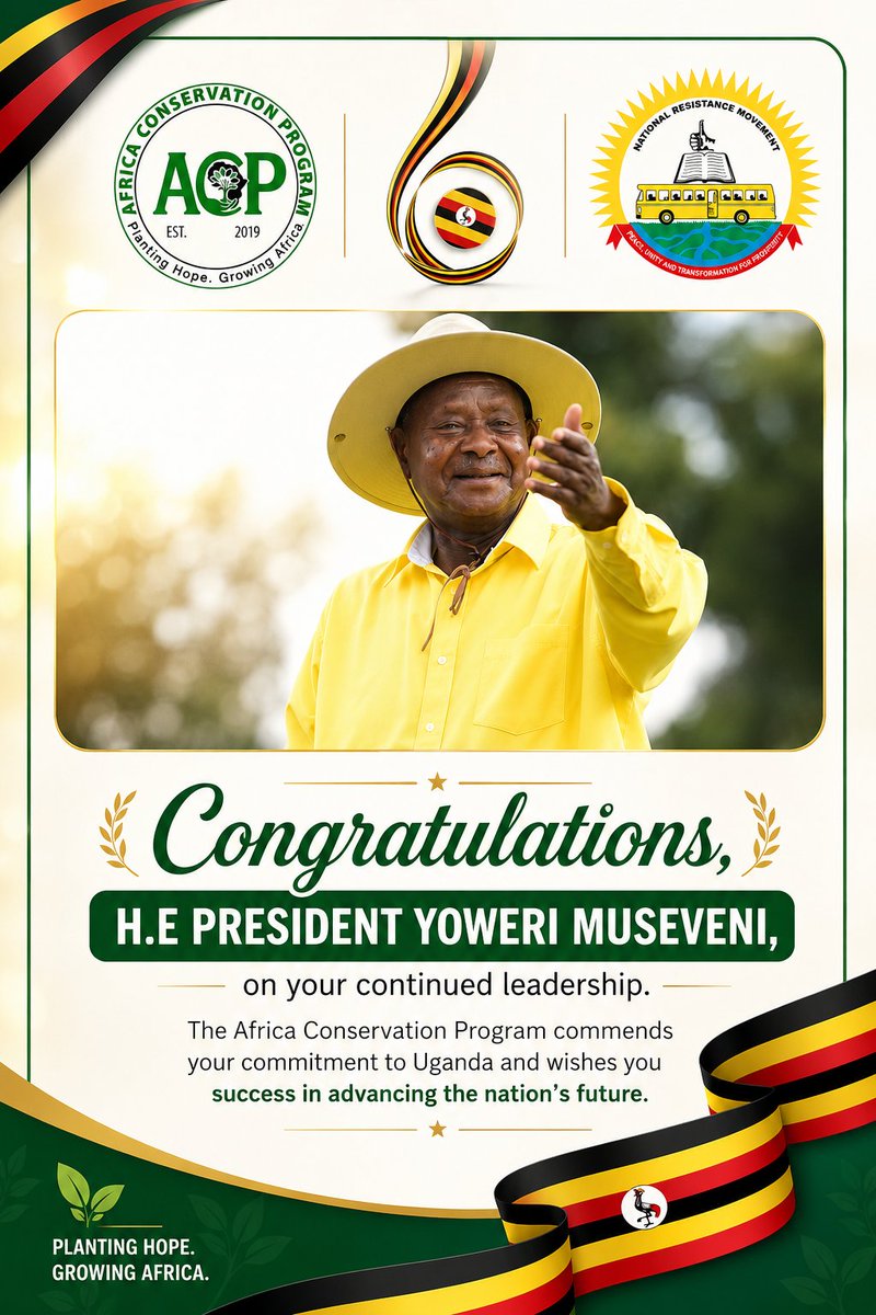 acprogram's tweet photo. Celebrating visionary leadership and unwavering dedication to Uganda’s growth and prosperity. 🇺🇬
We proudly congratulate H.E. President Yoweri Museveni on his continued leadership and commitment to national transformation, unity, and sustainable development.
#Run4IndigenousTrees https://t.co/UMduDPc34m