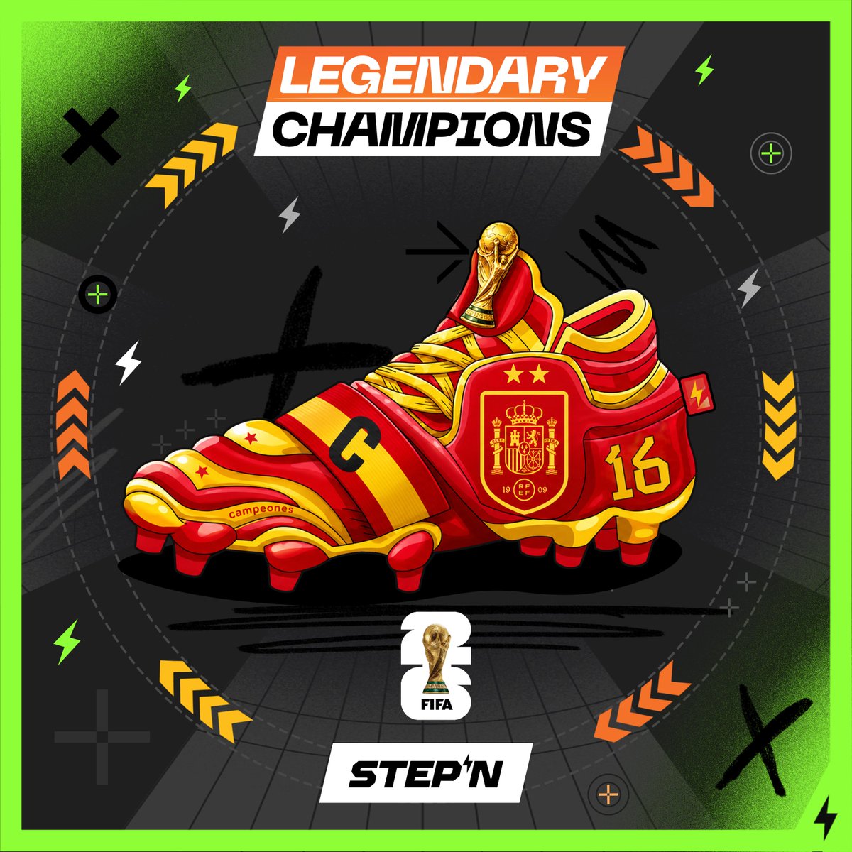 Crypto30Y's tweet photo. ⚽️🏆 A Legendary Sneaker for the World Champions? ⚡️👟

With World Cup 2026 getting closer, I started imagining something special for the winning nation…
What if #STEPN released a limited-edition Legendary Sneaker inspired by the champions of the tournament? 👀✨

Considering STEPN’s growing history with football collaborations and the ongoing partnership with the Argentine Football Association, the idea honestly doesn’t feel impossible anymore.

Imagine the World Cup champion getting their own ultra-limited Legendary Sneaker:
🇦🇷 Argentina
🇪🇸 Spain
🇫🇷 France
🏴󠁧󠁢󠁥󠁮󠁧󠁿 England
🇧🇷 Brazil
…and more.

It could become one of the most iconic football collections in #STEPN history. 👟⚡️
So what do you think?
Would Legendary World Cup champion Sneakers be a good idea for STEPN? And which country would you want to see win it all in 2026? 🏆👀