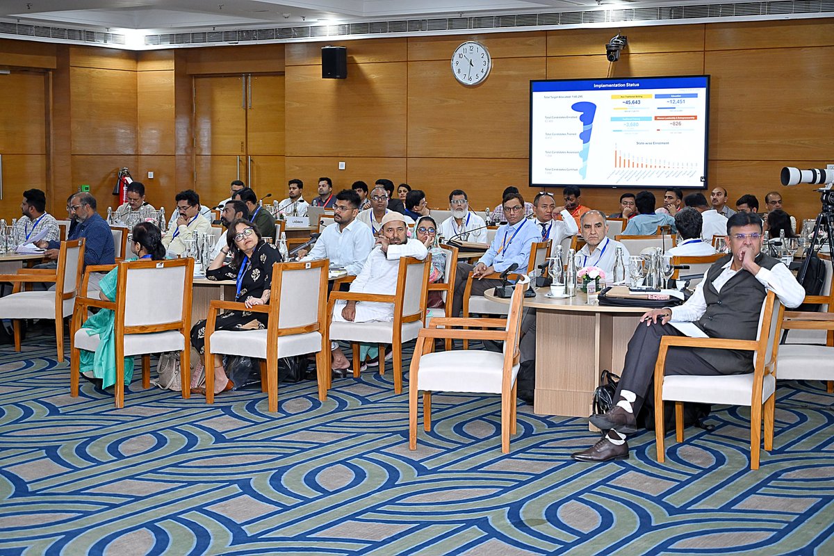 MOMAIndia's tweet photo. The Ministry of Minority Affairs organised a National Conclave on “Minorities Welfare - Inclusive Development through AI for Viksit Bharat” under the vision of “Bhagidaari Se Bhaagyoday”.

The Conclave has been chaired by Dr. Srivatsa Krishna, Secretary, MoMA, in the presence of Shri Ashim Kumar Modi, Joint Secretary; Shri S.P. Roy, Joint Secretary; Shri Ram Singh, Joint Secretary; Shri Mohammad Afzal, Joint Secretary; and Dr. Abha Rani Singh, CMD, NMDFC, along with representatives from States/UTs and senior officials from various Ministries of the Government of India.

The discussions focused on strengthening implementation, improving coordination, and exploring the role of technology and AI-enabled solutions in improving delivery, monitoring and outreach of the Ministry’s schemes at the ground level. 

The session included presentations on MoMA’s schemes and initiatives, a showcase of the Ministry’s ongoing work, and interactions with participating States/UTs on practical challenges, feedback and possible digital interventions for better governance and service delivery. The Ministry of Skill Development and Entrepreneurship also presented its key schemes and initiatives during the session.

#MinorityAffairs #BhagidariSeBhagyoday #ViksitBharat2047 #MinorityAffairs #AIForDevelopment

@KirenRijiju @RijijuOffice @GeorgekurianBjp @MSDESkillIndia @mygovindia @NMDFCIndia @PIB_India @PIBMinAffairs