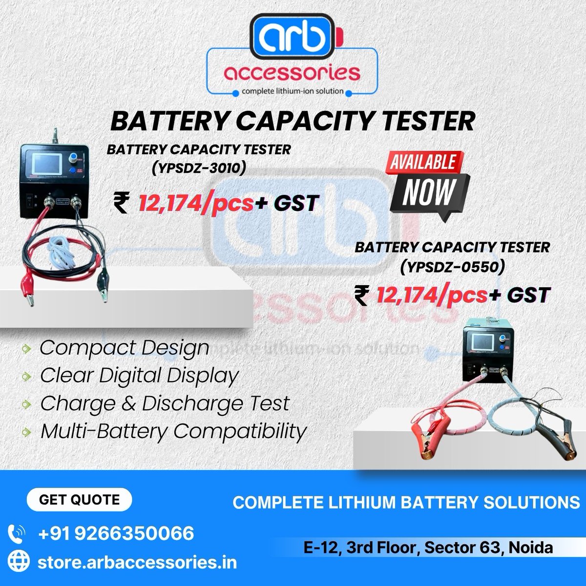 arb_ltd's tweet photo. 🔋 Test Battery Performance with Precision.
📍 ARB Accessories
📞 +91 9266350066
🌐 https://t.co/4BZbLAJl3D
#BatteryTester #CapacityTester #LithiumBattery #BatteryTesting #EVBattery #BatteryPack #ARBAccessories #EnergyStorage #BatterySolutions https://t.co/jOi4q9qPsy
