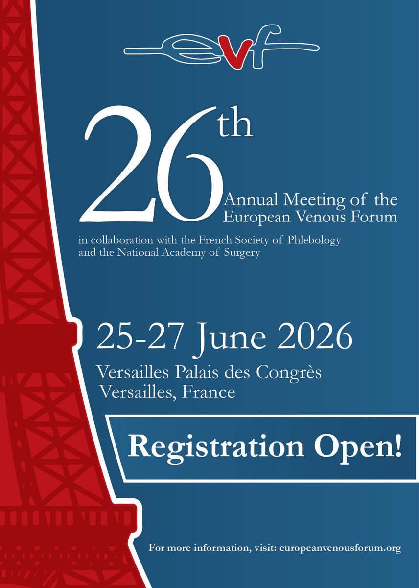 EuVenousForum's tweet photo. 6 Weeks to Go – EVF Versailles 2026

📝 Over 100 abstracts have been submitted, reflecting the strong international engagement and scientific quality of this year’s meeting.

• 30 scientific abstracts and e-posters
• Didactic sessions delivered by internationally recognised faculty
• High-level scientific discussion and debate
• New Meet the Experts Sessions & Industry Symposia covering a wide range of important and emerging topics
• Joint AVF and EVF sessions
🔗 Register now:
https://t.co/SlPoFmP6W3
📘 View the updated scientific programme:
https://t.co/7VJQf37z51
We look forward to welcoming the international venous community to Versailles for what promises to be an outstanding scientific meeting.