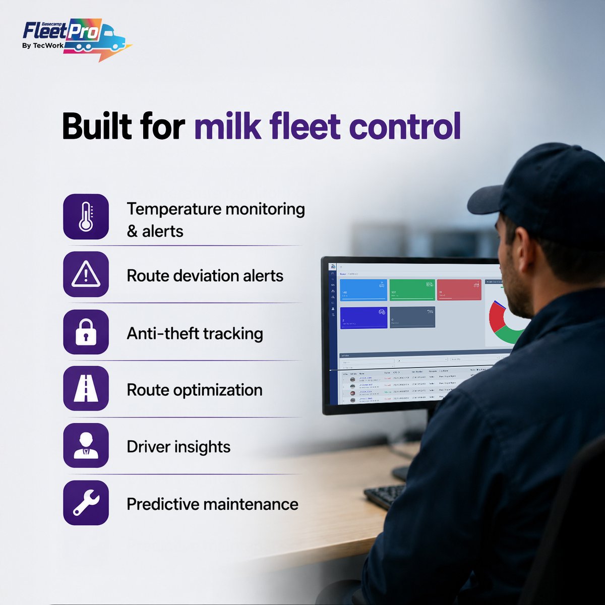 TecworkGlobal's tweet photo. Milk quality isn’t only protected at the plant. 
It’s protected on the road too.

Smarter fleet visibility helps dairy businesses reduce losses, improve control, and make faster decisions in transit.

#FleetTracking #FleetManagement #FleetSafety #GPSTracking #VehicleTracking https://t.co/fm7nkUevTW