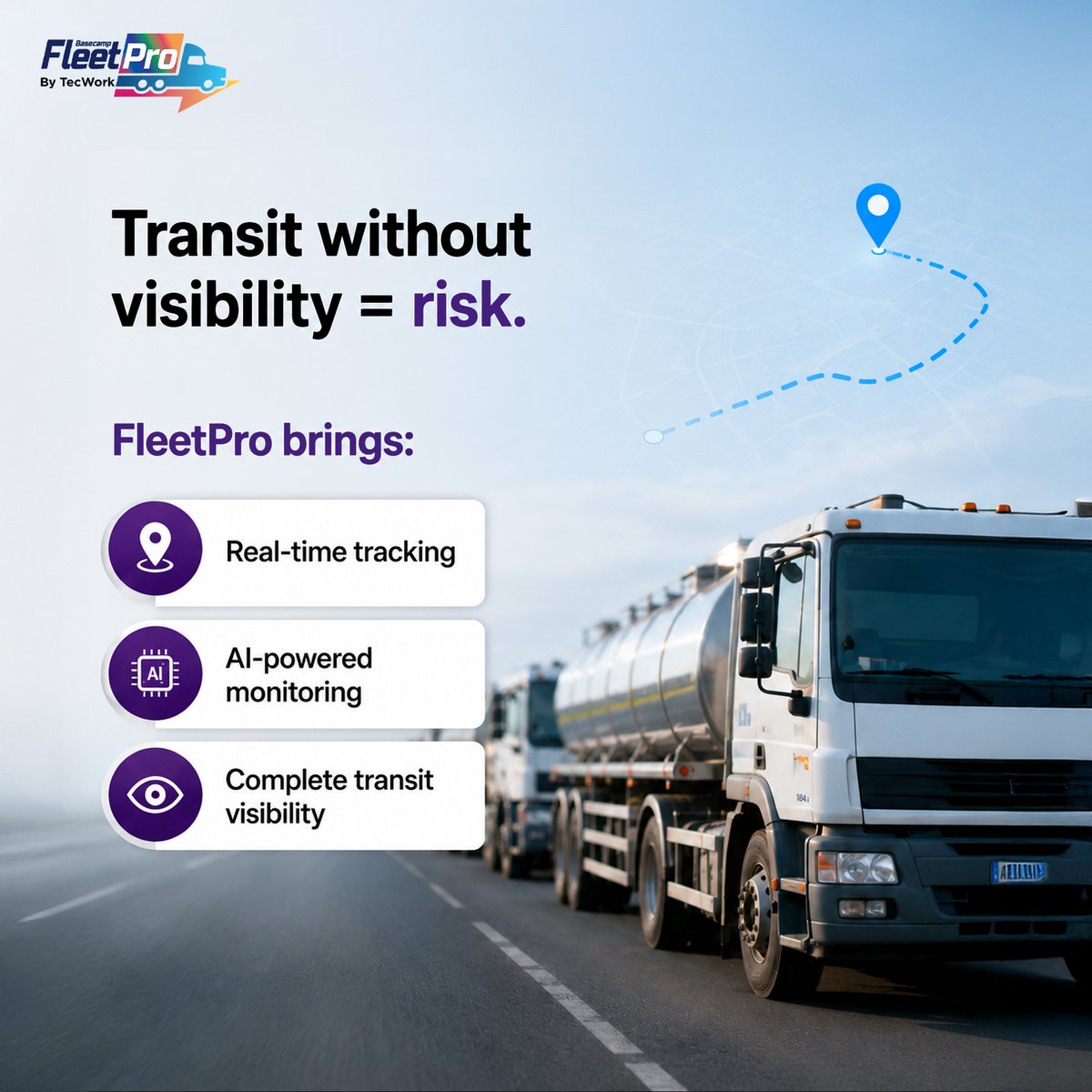 TecworkGlobal's tweet photo. Milk quality isn’t only protected at the plant. 
It’s protected on the road too.

Smarter fleet visibility helps dairy businesses reduce losses, improve control, and make faster decisions in transit.

#FleetTracking #FleetManagement #FleetSafety #GPSTracking #VehicleTracking https://t.co/fm7nkUevTW