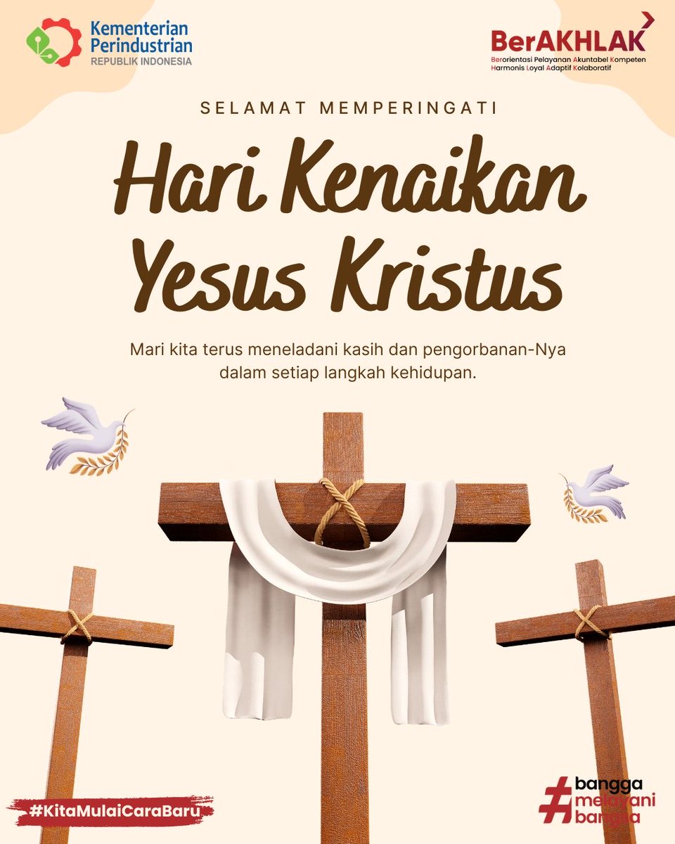 osdm_kemenperin's tweet photo. Selamat memperingati Kenaikan Yesus Kristus.
Kiranya kasih, damai, dan pengharapan senantiasa menyertai langkah kita dalam berkarya dan melayani.

#KenaikanYesusKristus #Kemenperin #BerAKHLAK #KitaMulaiCaraBaru https://t.co/XsyX3RO5rB