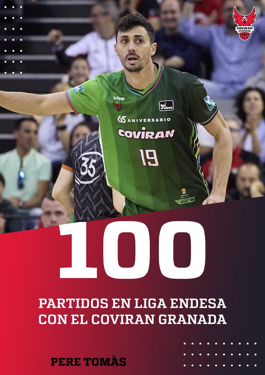 CoviranGranada's tweet photo. ⭐️ @peretomas19 se convirtió ayer en el primer jugador en la historia del Coviran Granada que disputa 100 partidos en la Liga Endesa @ACBCOM.

👏 ¡Leyenda!

#ContigoFundación https://t.co/uwUV2WVyi0