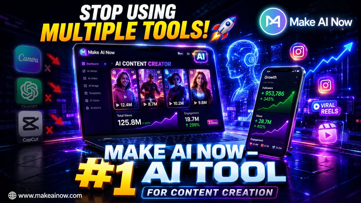 makeainow's tweet photo. Top creators don’t waste time…

They use MAKE AI NOW ⚡

🔥 All-in-one AI
🔥 Viral content system
🔥 Massive growth potential
⏳ Don’t get left behind
👉 https://t.co/Ip5bQNVvcE https://t.co/P4ANuzY2CS