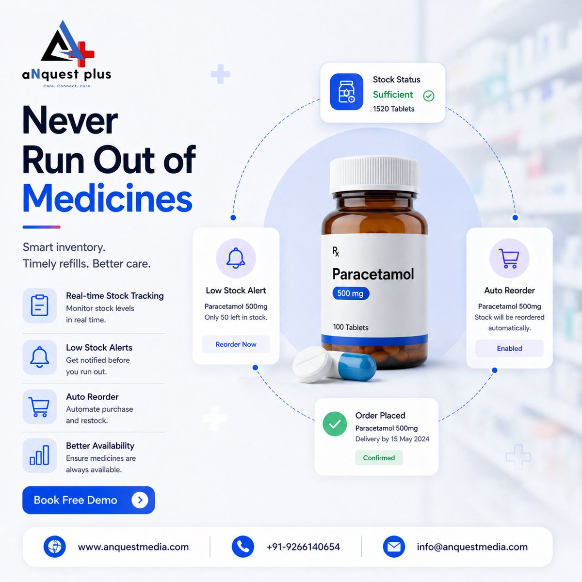 aNquestplus's tweet photo. aNquest Plus Healthcare CRM enables real-time stock tracking, low-stock alerts, and automated reordering for uninterrupted patient care.
🌐 https://t.co/iB7j21Iats
📞 +91 9266140654

#anquestmedia #AnquestPlus #HealthcareCRM #HealthTech #InventoryAutomation #PharmacyManagement https://t.co/gS1hA7Q4OH