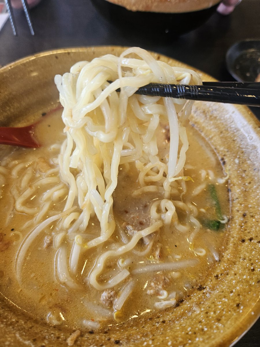 otamaraamen's tweet photo. 味噌ラーメン専門店、田所商店にて。
私は九州味噌にチャーシュー1枚トッピング。連れは北海道味噌の肉ネギラーメ���。九州味噌は甘く、柔らかい味で北海道はガツンとパンチのあるお味噌で、どちらも本当に美味しかったです。
 #田所商店   #名古屋市   #ラーメン  #ラーメン好き   #味噌ラーメン https://t.co/l7lB5qJDMY