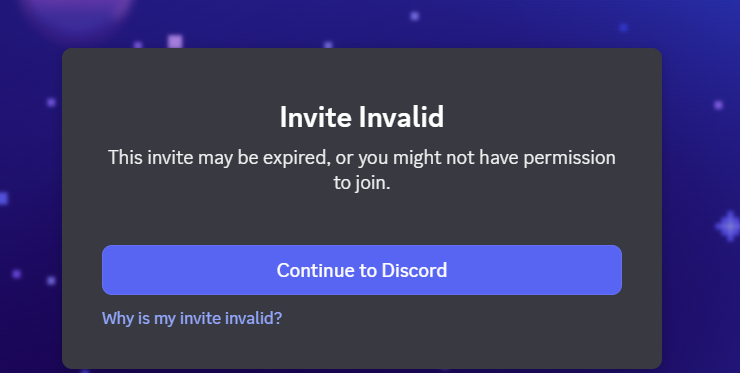 NeonSoulX's tweet photo. @GuarEmperor Invite Invalid :( https://t.co/AXBB078MUg
