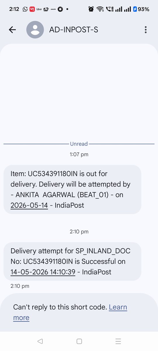 MemeKumarIN's tweet photo. Hello @IndiaPostOffice ,

I have not received my parcel and it showed delivered. This is is My Aadhar. https://t.co/n28ITHR7xq