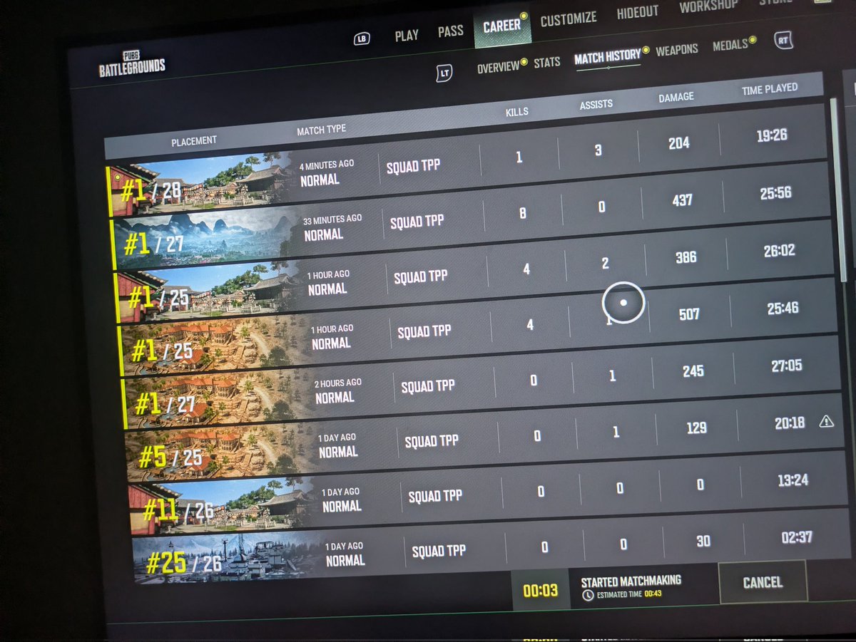 AdamB7496's tweet photo. 5 chicken dinners in a row in the first 5 games tonight!!!! https://t.co/0Qd7Jjlz8b