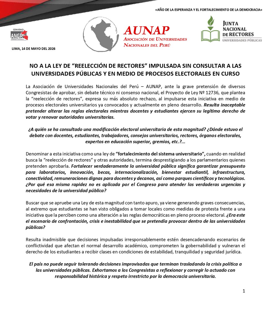 Asociación de Universidades Nacionales del Perú tweet media