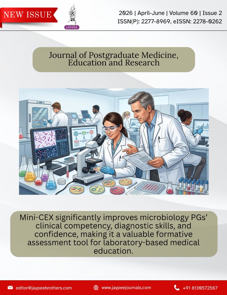 JaypeeJournals's tweet photo. JPMER (Volume 60/2) issue highlights superior analgesia with ketoprofen patches, the value of Mini-CEX in medical training, autonomic dysfunction in diabetic hypertension, and the importance of effective migraine management.

To grasp the topics in detail: https://t.co/rOj1OJf1xC https://t.co/vWh3GsOgoo