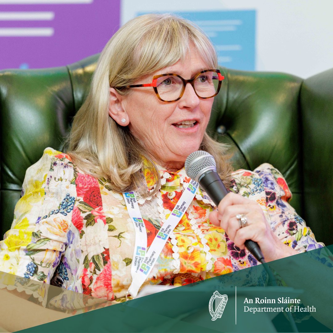 CMOIreland's tweet photo. Chief Medical Officer, Prof. Mary Horgan, addressed the Irish Pharmacy Union (IPU) Annual Conference, highlighting the vital role of community pharmacists in supporting patient care, public health and access to preventative careservices across Ireland. https://t.co/rI1fXzM19U