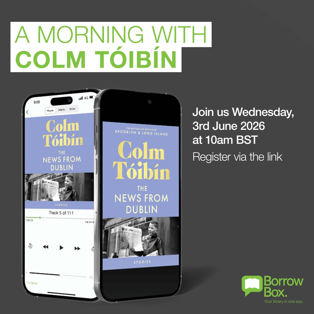 DurhamLibraries's tweet photo. Join us for an exclusive online event with Colm Tóibín on Wednesday 3 June!
Don’t miss the award-winning author as he discusses his latest release, The News from Dublin, followed by a live audience Q&amp;A. Hosted by BorrowBox – sign up FREE here:
💻 https://t.co/ksd2EVvK2Q https://t.co/b7vfe7ssbP