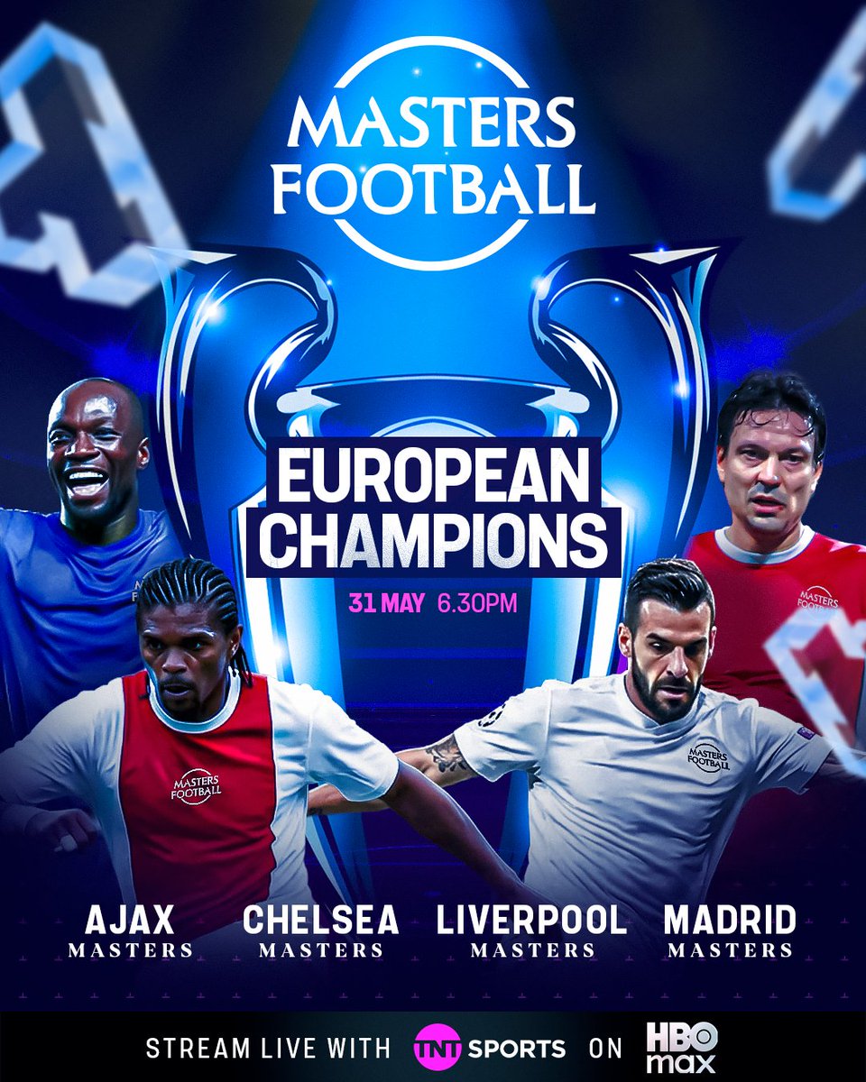 footballontnt's tweet photo. Four of Europe's biggest teams welcome back legends of their clubs in the latest Masters Football event 🤩

📺 Stream on TNT Sports and HBO Max https://t.co/Q1p3HVrti7